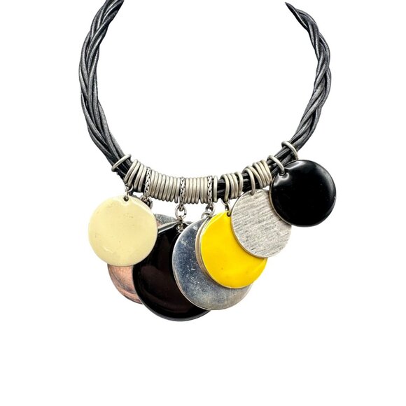 Chico's Necklace NWT Jewlery Statement 19" Adjustable Braided Cord Circles - Picture 1 of 8